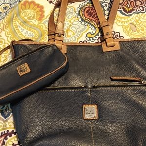 Blue and tan Dooney and Bourke purse